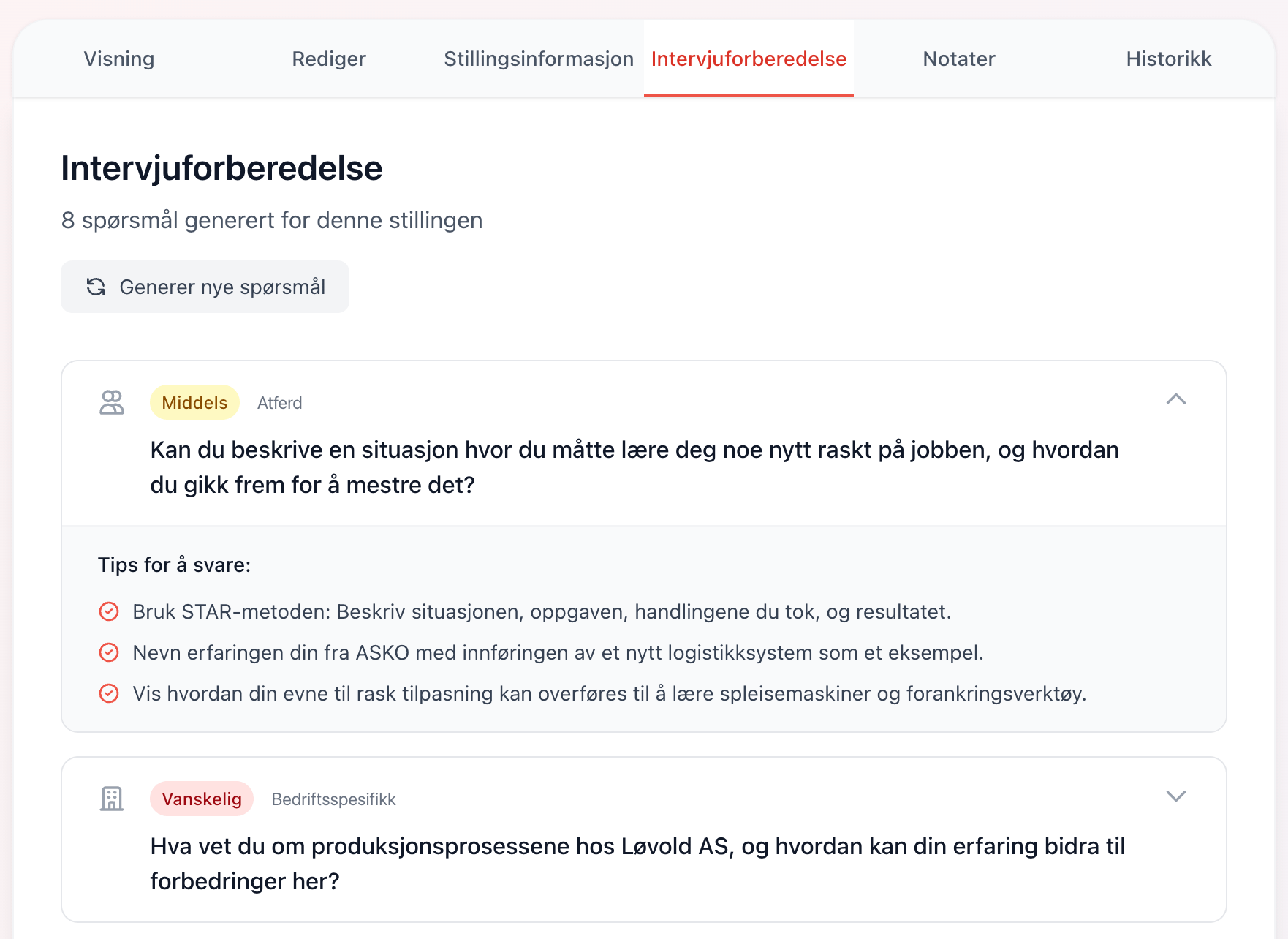 Intervjuforberedelse eksempel